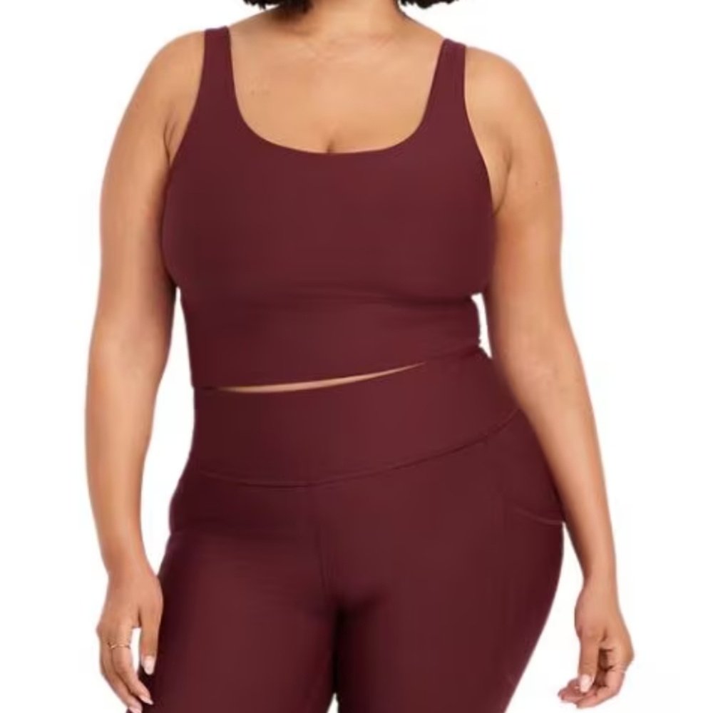 ⭐ Maroon Long Line Crop Top Sports Bra XXL⭐